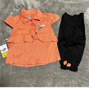 Orange and Black Kids Casual Dress Set